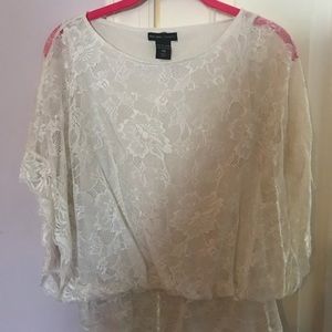 New York & Company white lace shirt